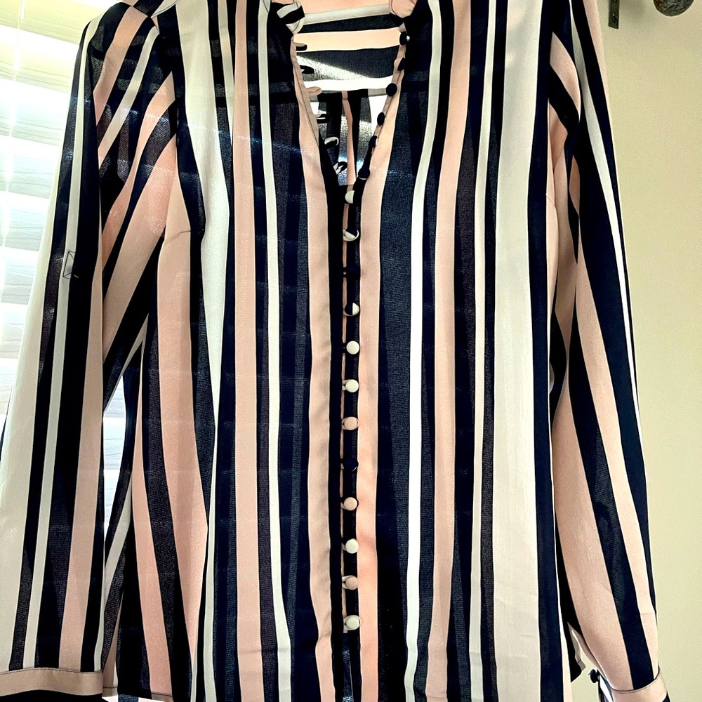 Express striped Portofino button up slim top